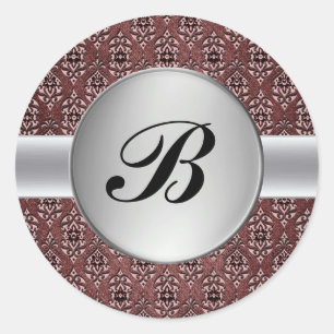 Damast zilver monogram label envelop seal sticker