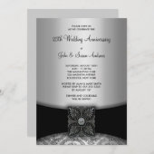 Damast Zilveren 25-jarig jubileumfeest Kaart (Voorkant / Achterkant)
