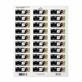 Damast Zwart Monogram Foto Bruiloft Adresetiketten Etiket (Full Sheet)