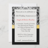 Damast zwart, rode roos 50ste huwelijksjubileum kaart (Achterkant)