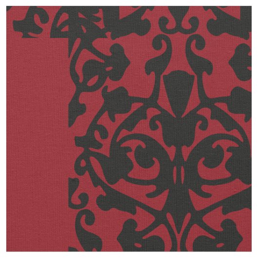 Damast  zwart-rood ontwerp stof (Close Up)