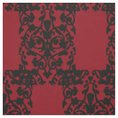 Damast  zwart-rood ontwerp stof (Swatch)