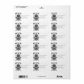 Damast Zwart Wit Trouwformulier - Adreslabel Etiket (Full Sheet)