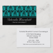 Damast Zwarte Blauwgroen Cosmetologist Visitekaartje (Voorkant / Achterkant)