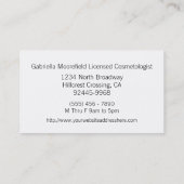 Damast Zwarte Blauwgroen Cosmetologist Visitekaartje (Achterkant)