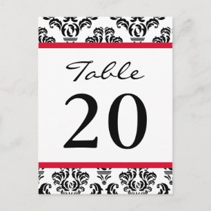 Damastafel-nummers (zwart/rood/wit) briefkaart