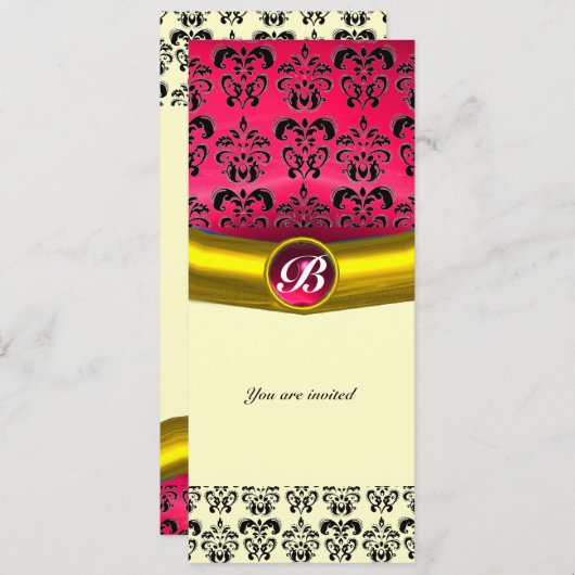 DAMASTEN EDELSTEEN MONOGRAM KAART (Voorkant / Achterkant)