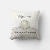 Damasten Parel Huwelijksjubileum Worp Kussen (Voorkant)