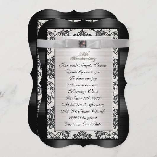 Damasten uitnodiging voor hernieuwing van huwelijk (Voorkant / Achterkant)
