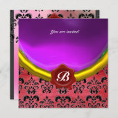 DAMASTENEN EDELSTEEN MONOGRAM paars violet zijde Kaart (Voorkant / Achterkant)