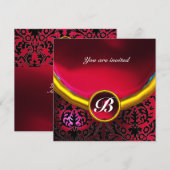 DAMASTENEN EDELSTEEN MONOGRAM robijnrood bordeauxr Kaart (Voorkant / Achterkant)