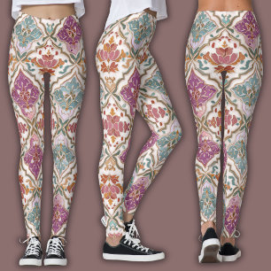 Damastpatroon Aarde en juweeltoon Leggings
