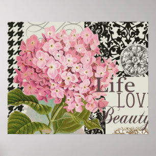 Damastpatroon Bloemendecoratie Leven Liefde Poster