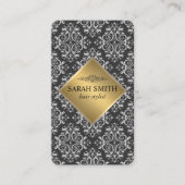 Damastpatroon / Gouden Metaal Visitekaartje (Voorkant)