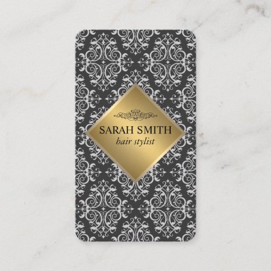 Damastpatroon / Gouden Metaal Visitekaartje (Voorkant)