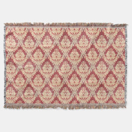 damastpatroon in crème en rood deken