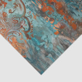  damastpatroon Koper Blauwgroen decoupage Tissuepapier (Detail)
