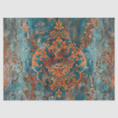  damastpatroon Koper Blauwgroen decoupage Tissuepapier (Voorkant)