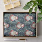 Damastpatroon met kerstmannengezichten tissuepapier (Geschenk)