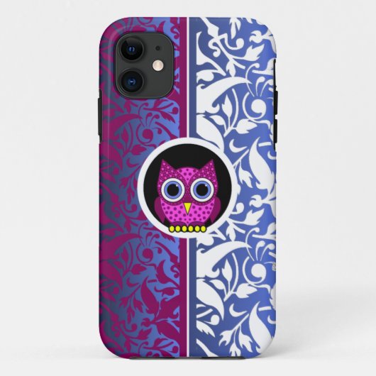 damastpatroon met uil Case-Mate iPhone case (Achterkant)