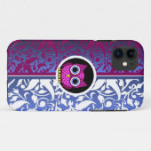 damastpatroon met uil Case-Mate iPhone case (Achterkant (horizontaal))