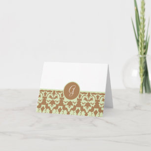Damastpatroon Monogram Bedankbriefjes Bedankkaart