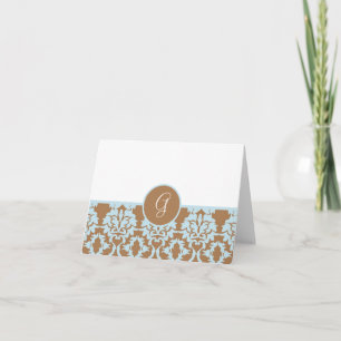 Damastpatroon Monogram Bedankkaartjes Bedankkaart