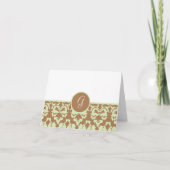 Damastpatroon Monogram Bedanktbriefjes Bedankkaart (Voorkant)