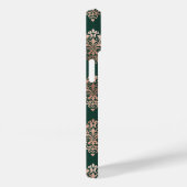 Damastpatroon Monogram Roze Goud Smaragdgroen Case-Mate iPhone Case (Achterkant / Rechts)