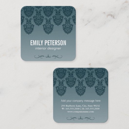 Damastpatroon Vierkante Visitekaartje (Voorkant / Achterkant)