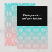 Damastpatroon Wit over roze gemengd met turquoise Kaart (Voorkant / Achterkant)