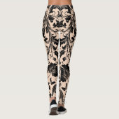 Damastpatroon | Zwart & Perzik Beige Leggings (Achterkant)