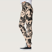 Damastpatroon | Zwart & Perzik Beige Leggings (Links)