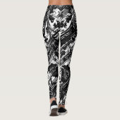 Damastpatroon | Zwart & Wit Leggings (Achterkant)