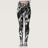 Damastpatroon | Zwart & Wit Leggings (Voorkant)