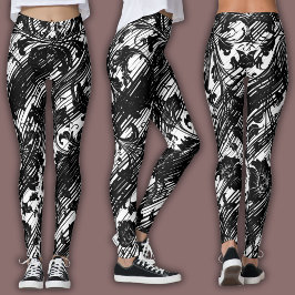 Damastpatroon | Zwart & Wit Leggings