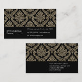Damastpatroon Zwarte Achtergrond Visitekaartje (Voorkant / Achterkant)