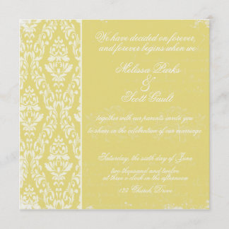  damastrouwuitnodiging Geel Kaart