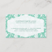 Damasvaten, wit en mint-groen Visitekaartje (Achterkant)