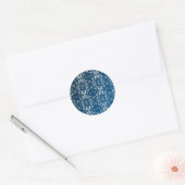 Damaswit op blauwe + zwarte bg ronde sticker (Envelop)