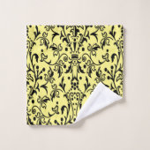 Damaszwart en geel bad handdoek (Wasdoekje)