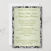 Damaszwart, wit en groen Monogrammen bruiloft Kaart (Achterkant)