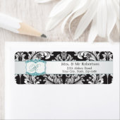 Damaszwart wit Monogram R Wedding Etiket (Insitu)