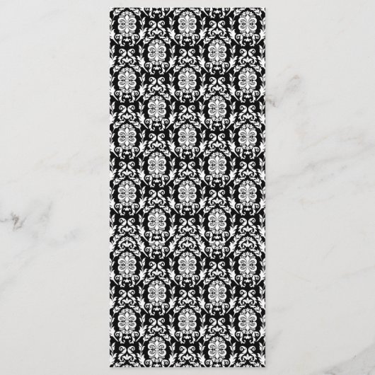 Damaszwart-wit, rood-roodroodbruiningsmenu menu (Achterkant)