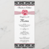 Damaszwart wit, roze roze roze roodroos Weddenscha Menu (Voorkant)