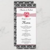 Damaszwart wit, roze roze roze roodroos Weddenscha Menu (Voorkant / Achterkant)