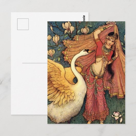 “Damayanti and the Swan” by Warwick Goble Briefkaart (Voorkant / Achterkant)
