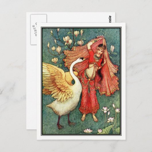 Damayanti en de Swan door Warwick Goble Briefkaart (Voorkant / Achterkant)