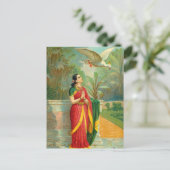 Damayanti en Swan door Raja Ravi Varma Briefkaart (Staand voorkant)