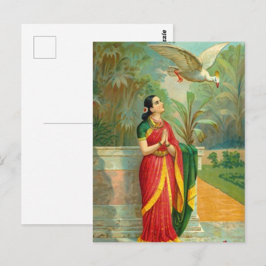 Damayanti en Swan door Raja Ravi Varma Briefkaart (Voorkant / Achterkant)